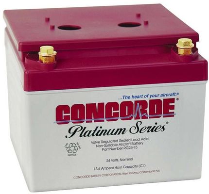 24Volt 13.6Ah VRLA Concorde Aircraft Battery Platinum Aircraft Spare Parts
